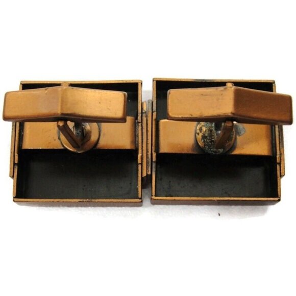 Vintage Renoir Copper Modernist Square Cufflinks Shirt Accessories Wedding - Picture 12 of 12